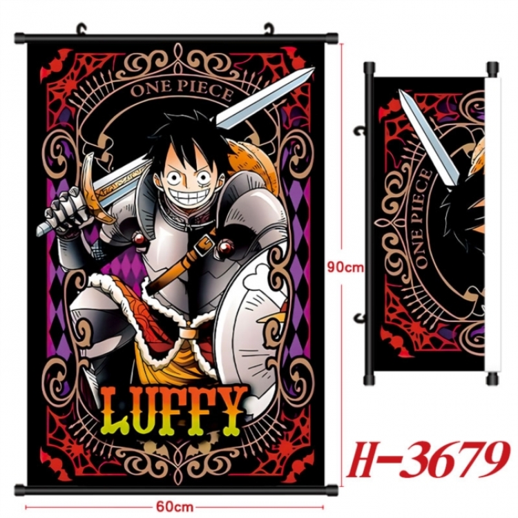  One Piece Anime Black Plastic Rod Canvas Painting Wall Scroll 60X90CM