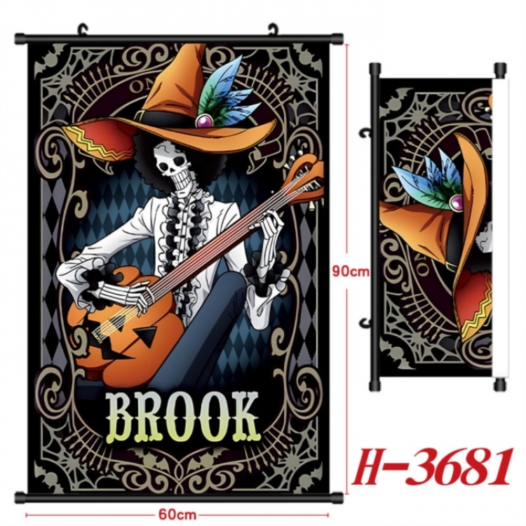  One Piece Anime Black Plastic Rod Canvas Painting Wall Scroll 60X90CM