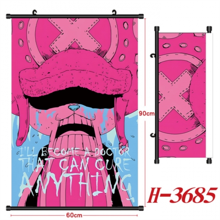  One Piece Anime Black Plastic Rod Canvas Painting Wall Scroll 60X90CM