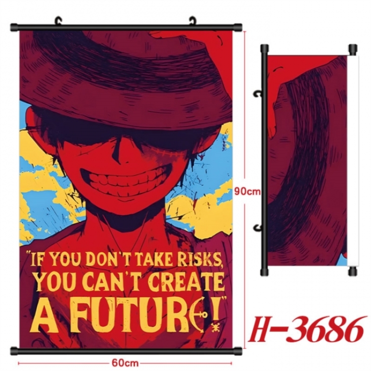  One Piece Anime Black Plastic Rod Canvas Painting Wall Scroll 60X90CM