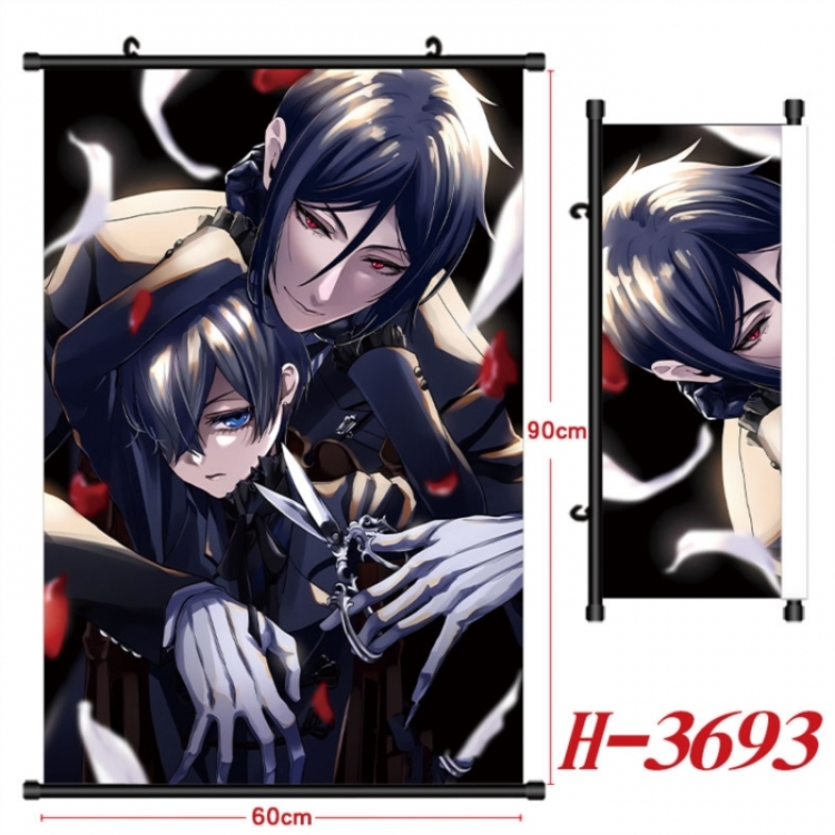 Kuroshitsuji Anime Black Plastic Rod Canvas Painting Wall Scroll 60X90CM