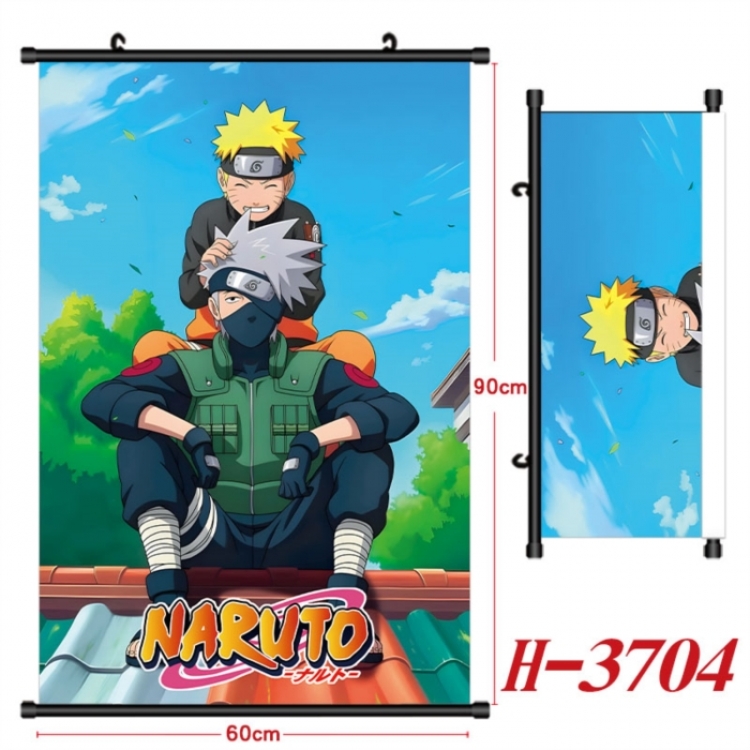 Naruto Anime Black Plastic Rod Canvas Painting Wall Scroll 60X90CM