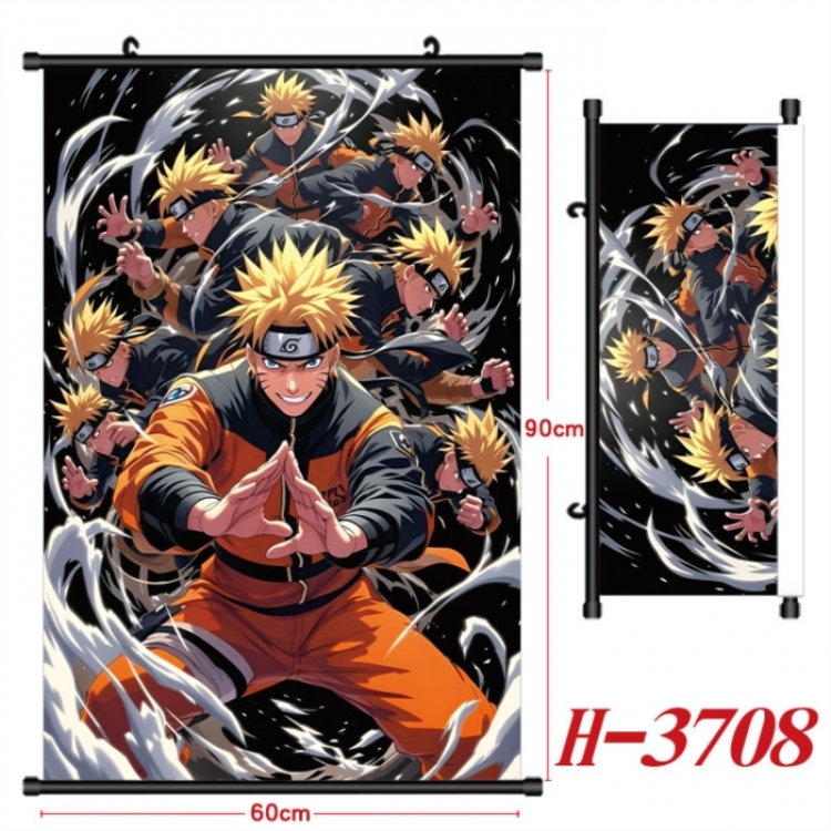 Naruto Anime Black Plastic Rod Canvas Painting Wall Scroll 60X90CM