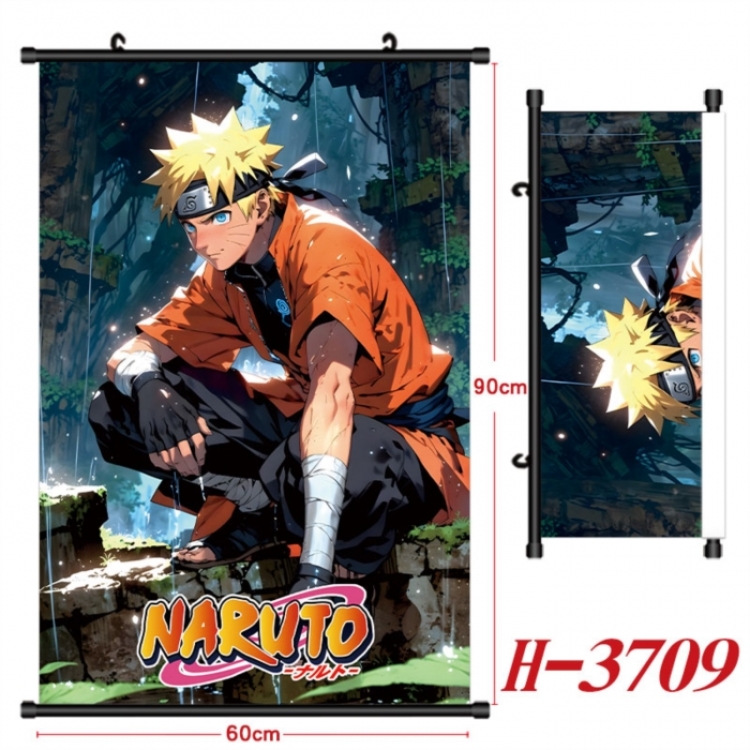 Naruto Anime Black Plastic Rod Canvas Painting Wall Scroll 60X90CM