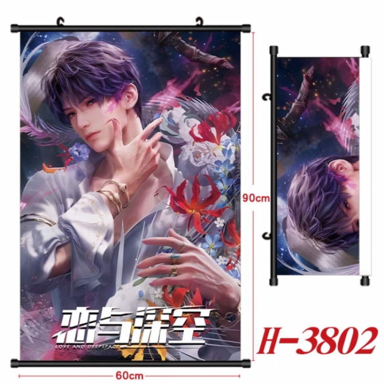 Love and Deepspace Anime Black Plastic Rod Canvas Painting Wall Scroll 60X90CM