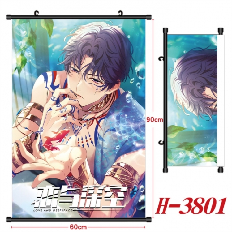 Love and Deepspace Anime Black Plastic Rod Canvas Painting Wall Scroll 60X90CM