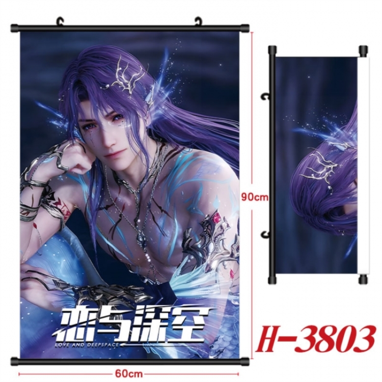 Love and Deepspace Anime Black Plastic Rod Canvas Painting Wall Scroll 60X90CM