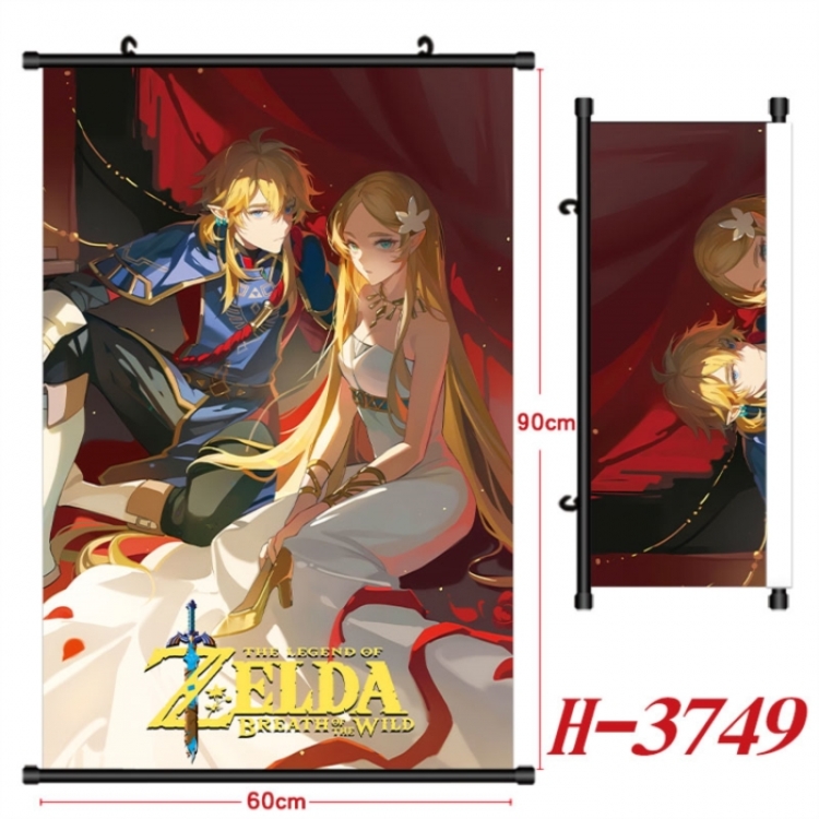 The Legend of Zelda Anime Black Plastic Rod Canvas Painting Wall Scroll 60X90CM