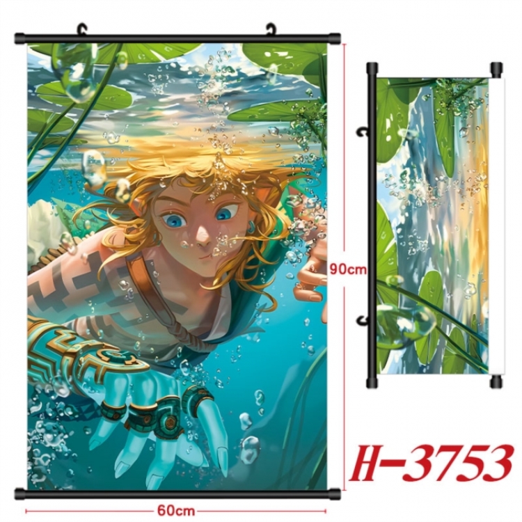 The Legend of Zelda Anime Black Plastic Rod Canvas Painting Wall Scroll 60X90CM