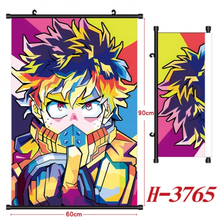 My Hero Academia Anime Black Plastic Rod Canvas Painting Wall Scroll 60X90CM