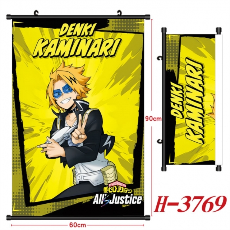 My Hero Academia Anime Black Plastic Rod Canvas Painting Wall Scroll 60X90CM