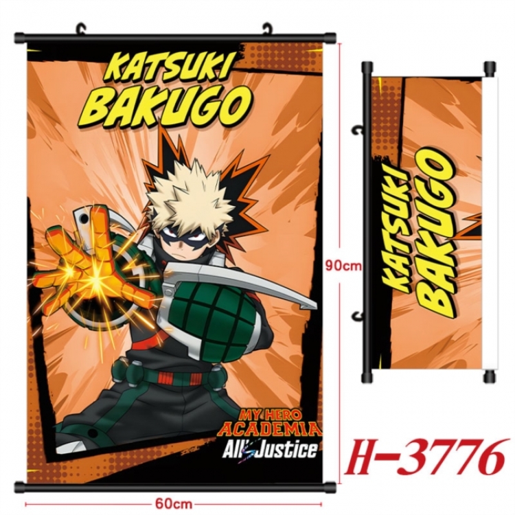 My Hero Academia Anime Black Plastic Rod Canvas Painting Wall Scroll 60X90CM