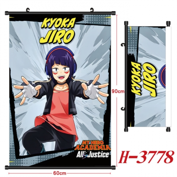 My Hero Academia Anime Black Plastic Rod Canvas Painting Wall Scroll 60X90CM