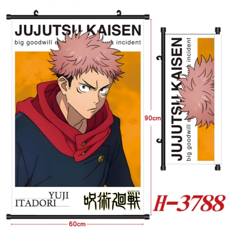 Jujutsu Kaisen Anime Black Plastic Rod Canvas Painting Wall Scroll 60X90CM