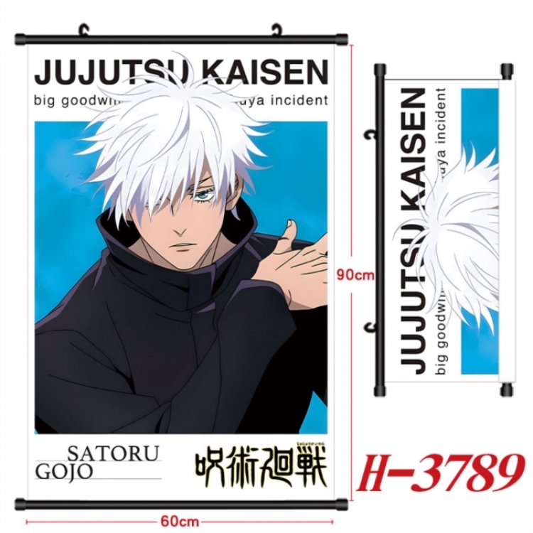 Jujutsu Kaisen Anime Black Plastic Rod Canvas Painting Wall Scroll 60X90CM