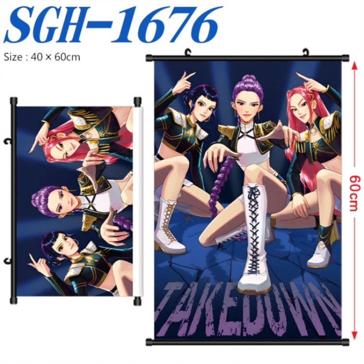 K-Pop Demon Hunters Anime digital printed pole style hanging picture Wall Scroll 40x60cm