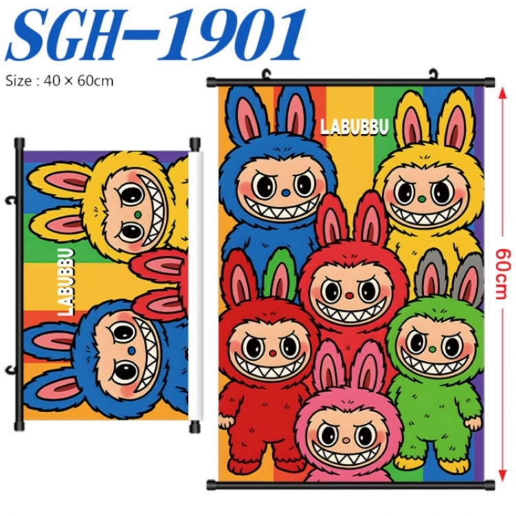 Labubu Anime digital printed pole style hanging picture Wall Scroll 40x60cm