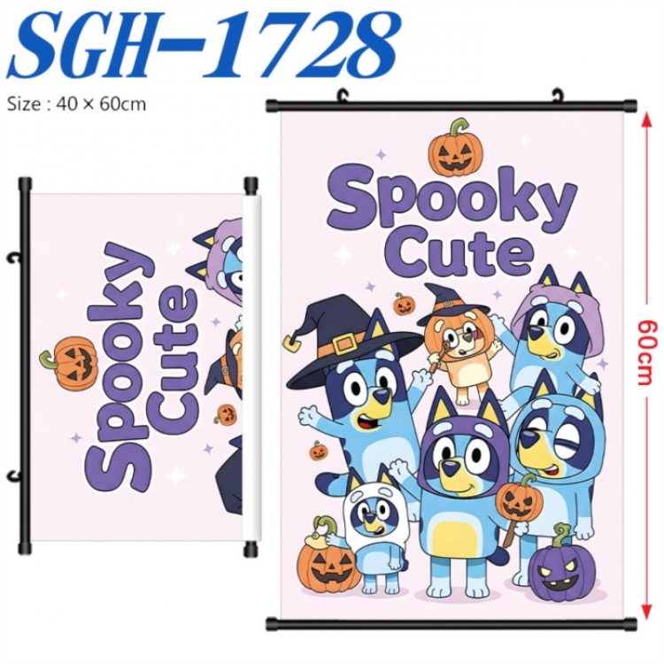 Bluey Anime digital printed pole style hanging picture Wall Scroll 40x60cm