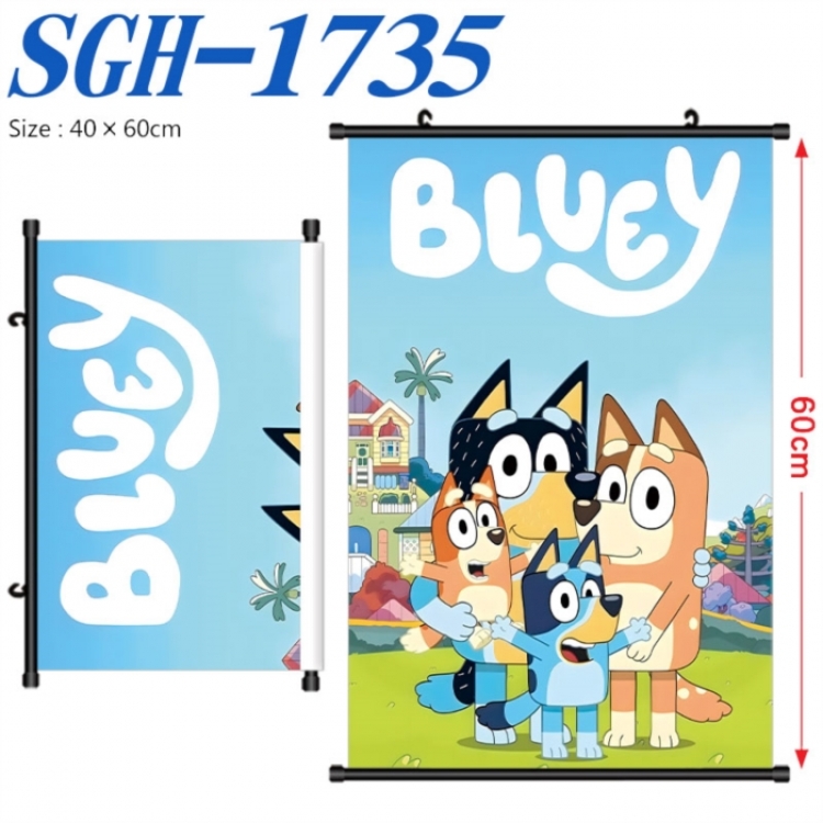Bluey Anime digital printed pole style hanging picture Wall Scroll 40x60cm