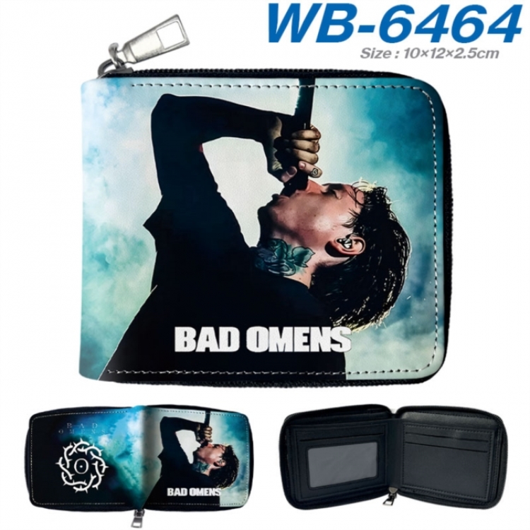 Bad Omens Anime color short full zip folding wallet 10x12x2.5cm