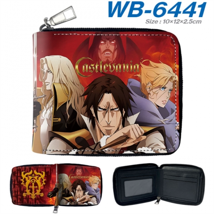 Castlevania Anime color short full zip folding wallet 10x12x2.5cm