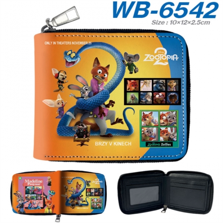 Zootopia Anime color short full zip folding wallet 10x12x2.5cm