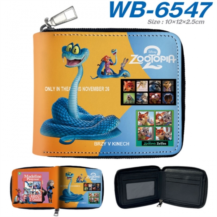 Zootopia Anime color short full zip folding wallet 10x12x2.5cm