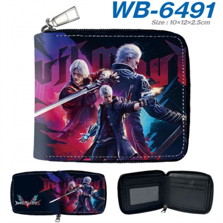 Devil May Cry Anime color short full zip folding wallet 10x12x2.5cm