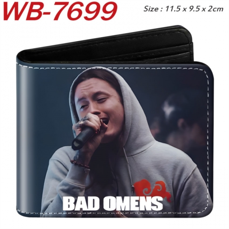 Bad Omens Animation color PU leather half fold wallet 11.5X9X2CM