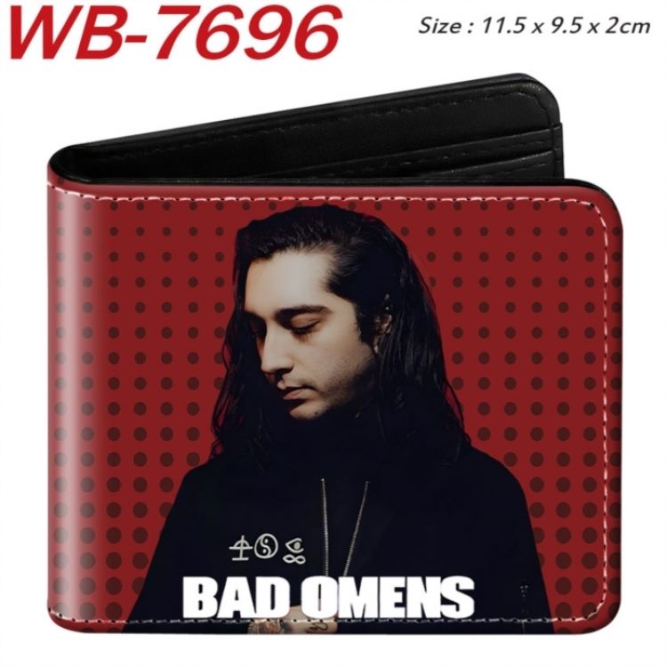 Bad Omens Animation color PU leather half fold wallet 11.5X9X2CM