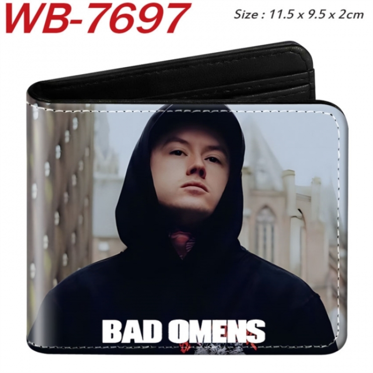 Bad Omens Animation color PU leather half fold wallet 11.5X9X2CM