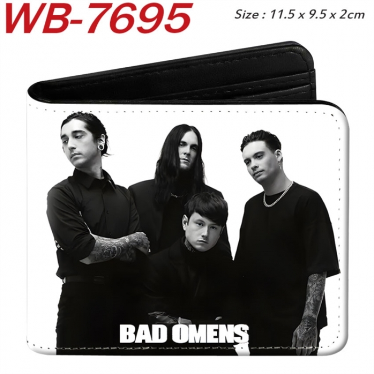 Bad Omens Animation color PU leather half fold wallet 11.5X9X2CM