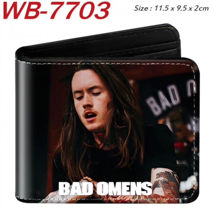 Bad Omens Animation color PU leather half fold wallet 11.5X9X2CM