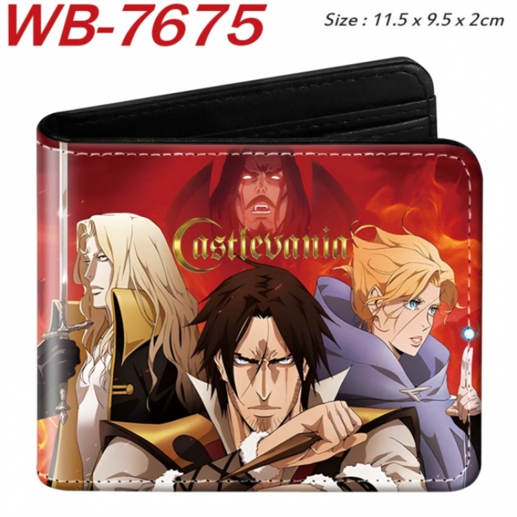 Castlevania Animation color PU leather half fold wallet 11.5X9X2CM