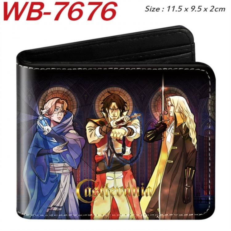 Castlevania Animation color PU leather half fold wallet 11.5X9X2CM