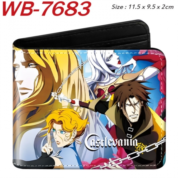 Castlevania Animation color PU leather half fold wallet 11.5X9X2CM