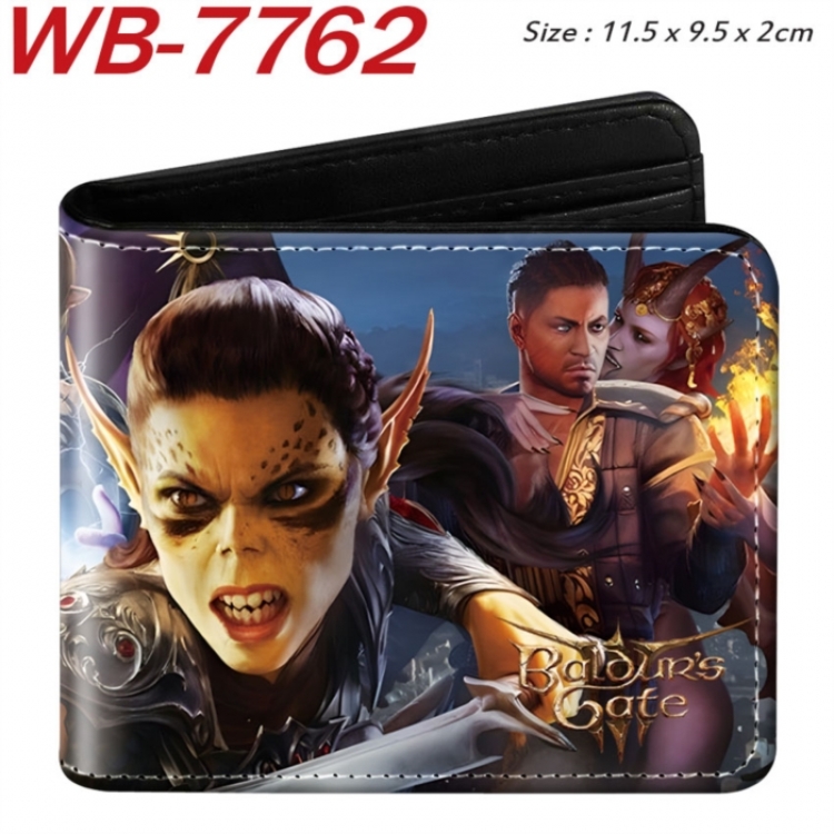 Baldur's Gate Animation color PU leather half fold wallet 11.5X9X2CM