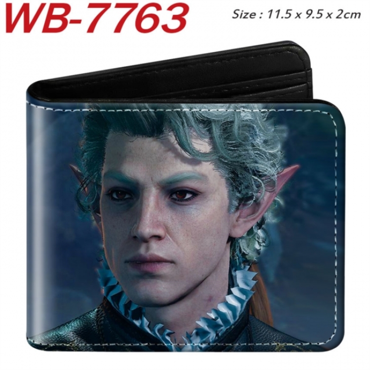 Baldur's Gate Animation color PU leather half fold wallet 11.5X9X2CM