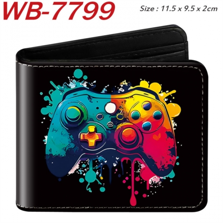 GamePad Animation color PU leather half fold wallet 11.5X9X2CM