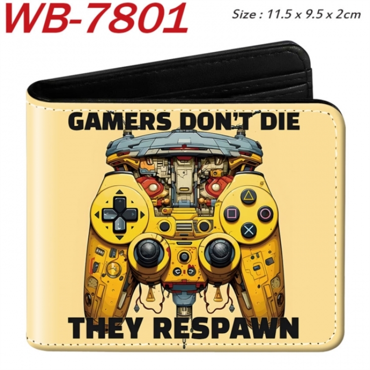 GamePad Animation color PU leather half fold wallet 11.5X9X2CM