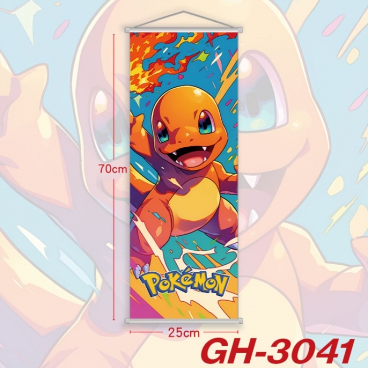 Pokemon Plastic Rod Cloth Small Hanging Canvas Painting Wall Scroll 25x70cm price for 5 pcs