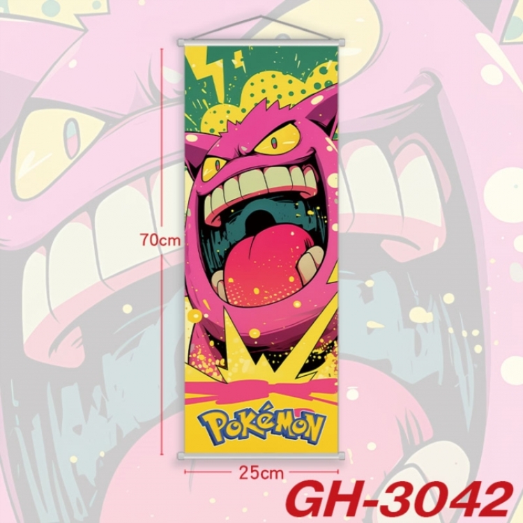 Pokemon Plastic Rod Cloth Small Hanging Canvas Painting Wall Scroll 25x70cm price for 5 pcs
