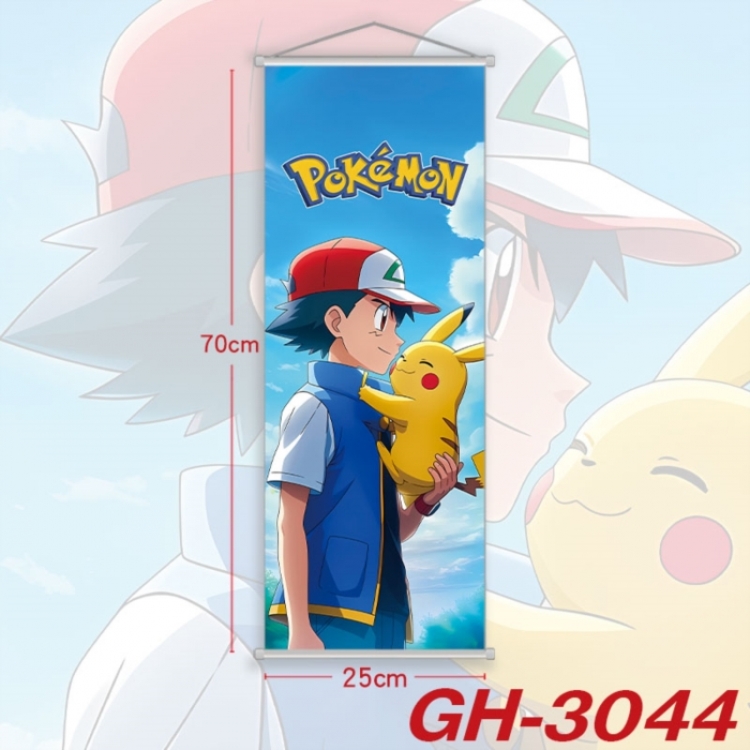 Pokemon Plastic Rod Cloth Small Hanging Canvas Painting Wall Scroll 25x70cm price for 5 pcs