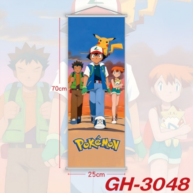 Pokemon Plastic Rod Cloth Small Hanging Canvas Painting Wall Scroll 25x70cm price for 5 pcs