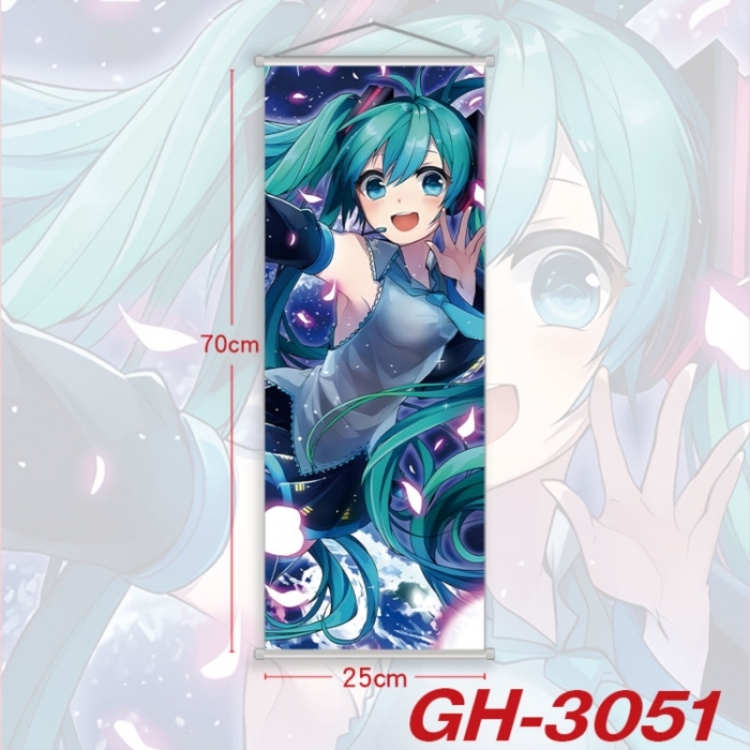 Hatsune Miku Plastic Rod Cloth Small Hanging Canvas Painting Wall Scroll 25x70cm price for 5 pcs