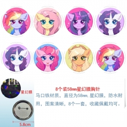 My Little Pony Anime Round cloth film brooch badge 58MM a set of 8