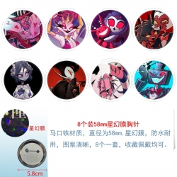 Hazbin Hotel Anime round Astral membrane brooch badge 58MM a set of 8