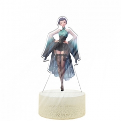 K-Pop Demon Hunters Acrylic Night Light 16 Color-changing USB Interface Box Set 19X7X4CM white base