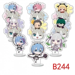 Re:Zero kara Hajimeru Isekai Seikatsu Anime Character acrylic Small Standing Plates  Keychain 6cm a set of 9