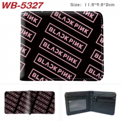 BLACK PINK Animation color PU leather half fold wallet 11.5X9X2CM